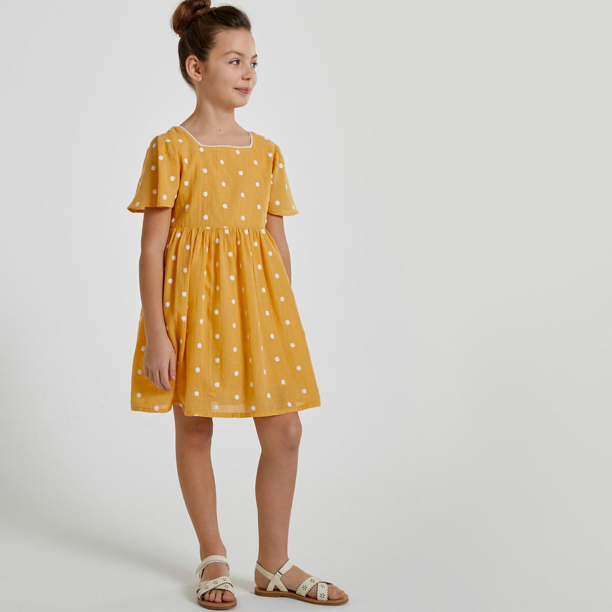 Besticktes Minikleid Mit Tupfen Mädchen Gelb 114 von La Redoute Collections