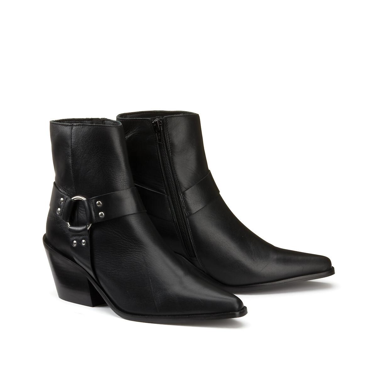 Biker-boots Im Western-look Damen Schwarz 38 von La Redoute Collections