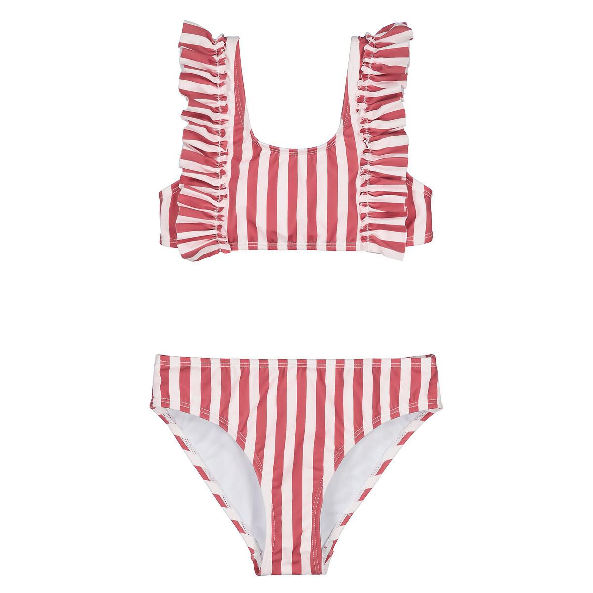 Bikini Mit Streifenmuster Mädchen Rosa 12A von La Redoute Collections