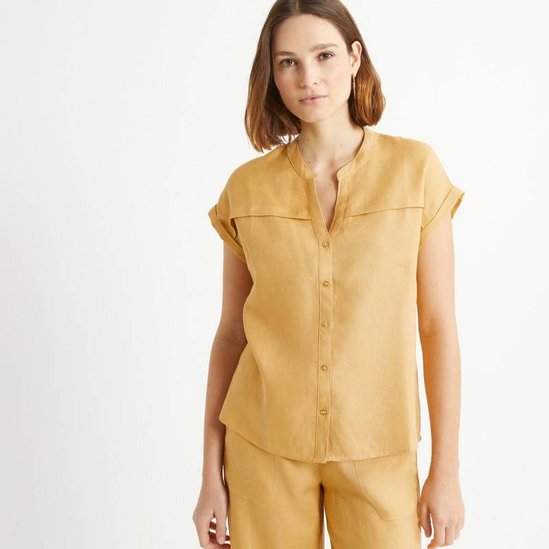 Bluse Aus Reinem Leinen Damen Gelb 34 von La Redoute Collections