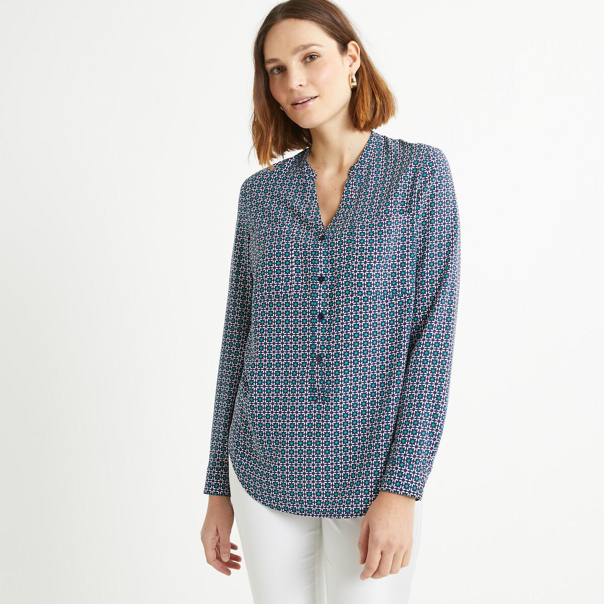 Bluse Mit Henley-ausschnitt Damen Blau 42 von La Redoute Collections