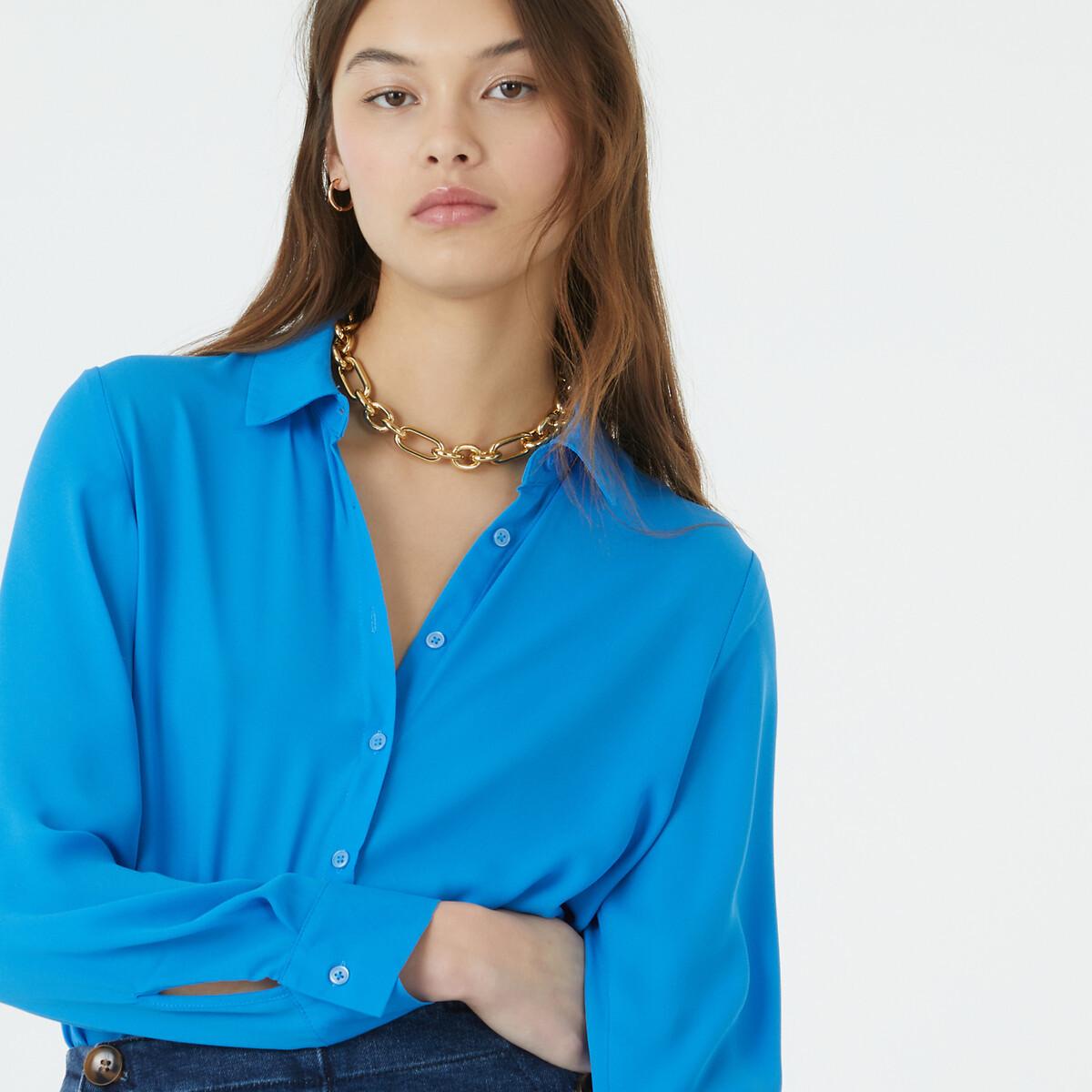 Bluse Mit Langen Ärmeln Damen Blau 32 von La Redoute Collections