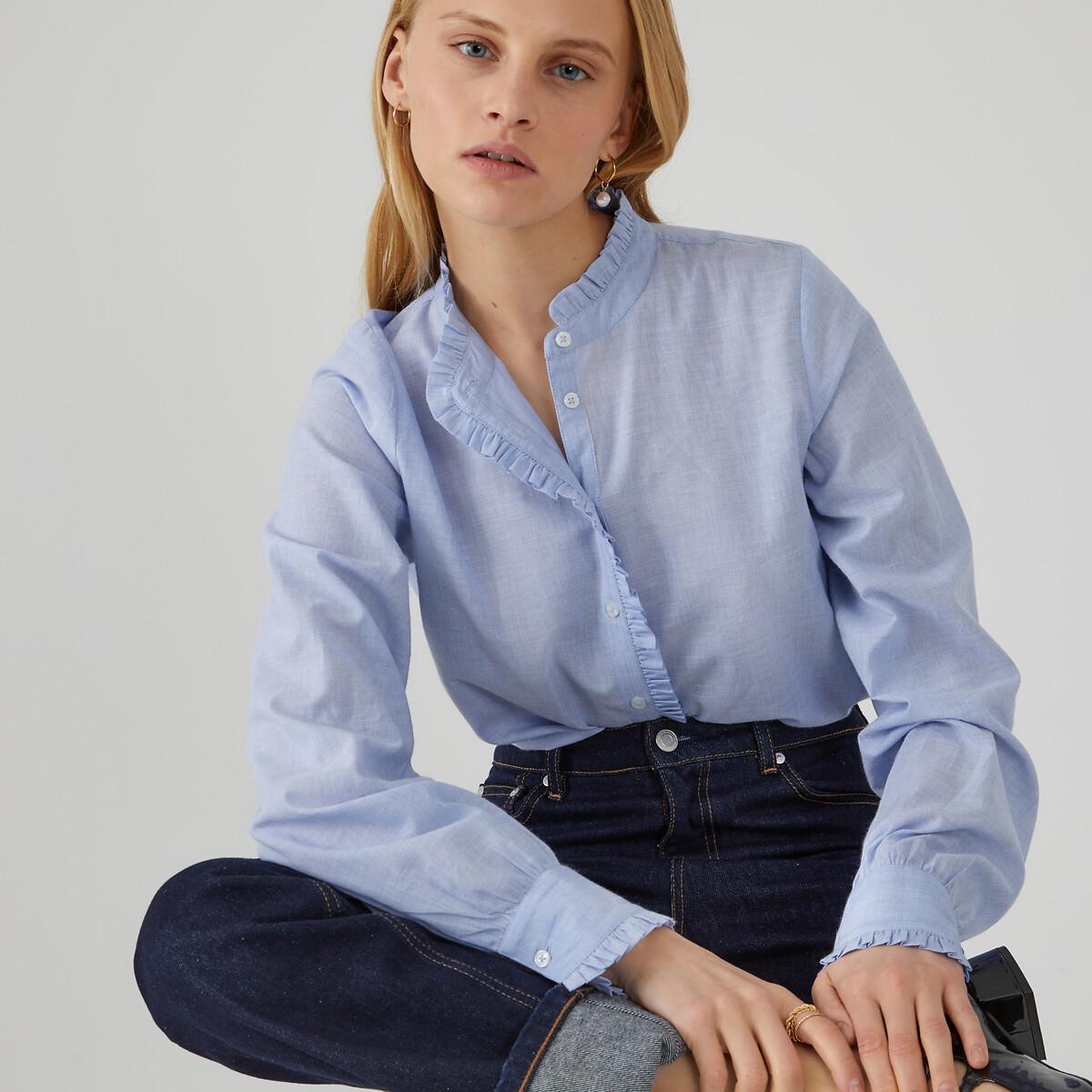 Bluse Mit Langen Ärmeln Damen Blau 38 von La Redoute Collections