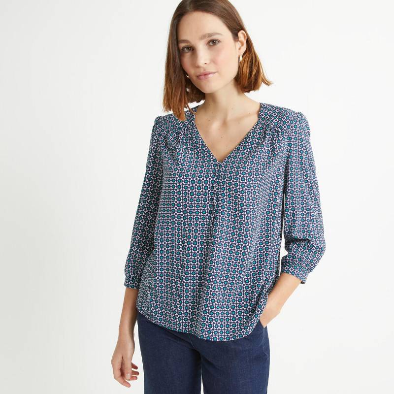 Bluse Mit V-ausschnitt Damen Blau 38 von La Redoute Collections