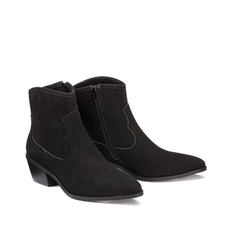 Western-boots Aus Veloursleder Damen Schwarz 36 von La Redoute Collections