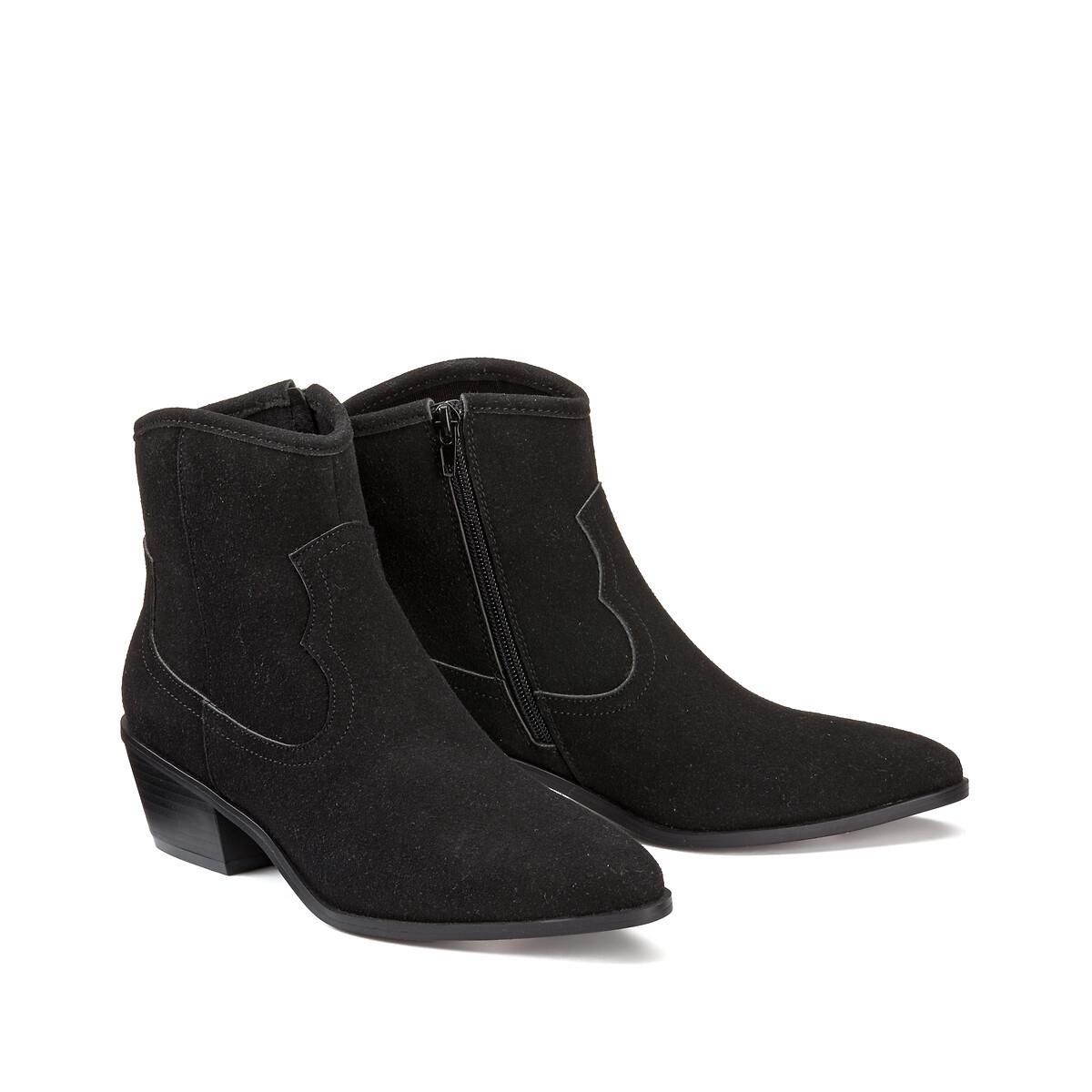 Western-boots Aus Veloursleder Damen Schwarz 37 von La Redoute Collections