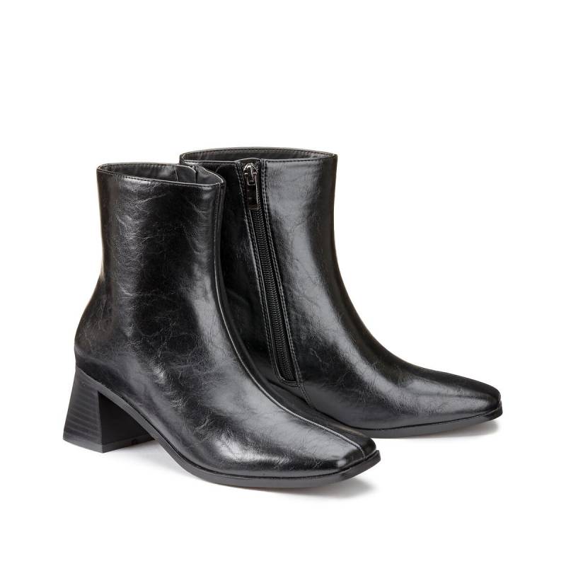 Boots Mit Eckiger Kappe Und Blockabsatz Damen Schwarz 39 von La Redoute Collections