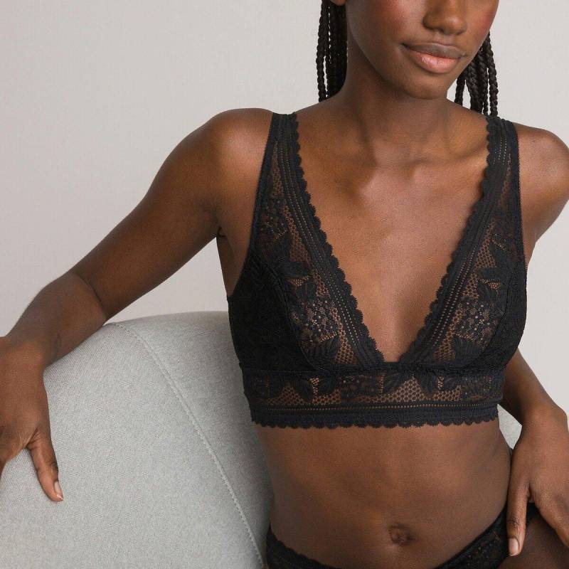 Bralette-bh Signature Jeanne Aus Spitze Damen Schwarz B/80 von La Redoute Collections