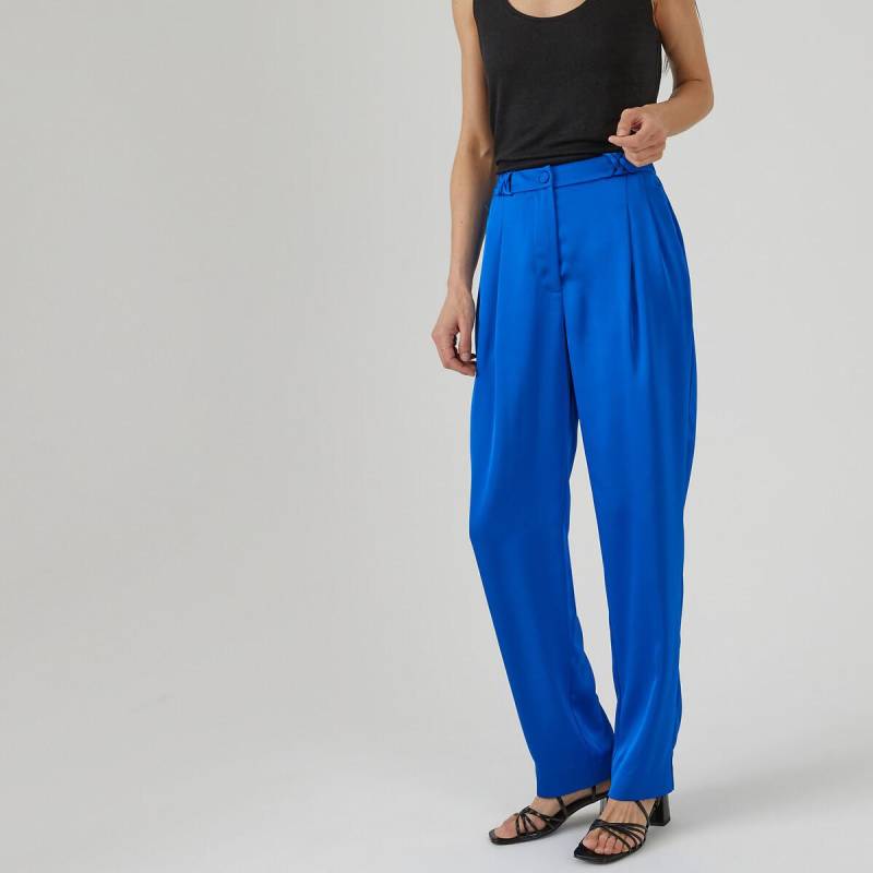 Bundfaltenhose Aus Satin Mit Geradem Bein Damen Blau 40 von La Redoute Collections