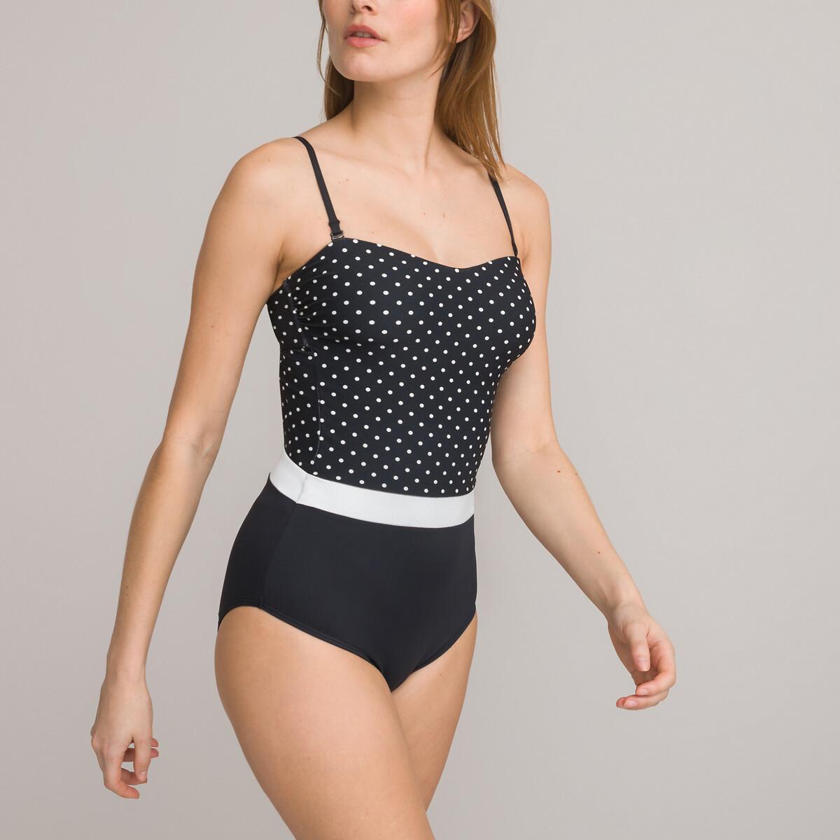 La Redoute Collections - Bustier-Badeanzug mit Bauch-weg-Effekt, für Damen, Schwarz, Größe 38 von La Redoute Collections