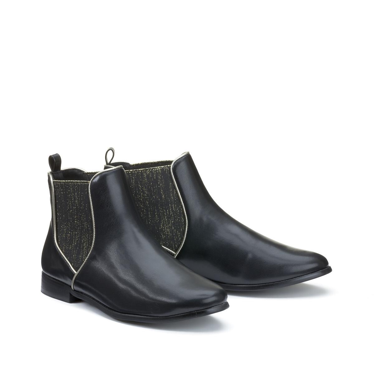 Chelsea-boots Mit Goldfarbenem Dehneinsatz Damen Schwarz 37 von La Redoute Collections