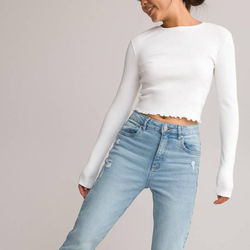 Cropped-shirt Aus Ripp Mädchen Weiss XS von La Redoute Collections