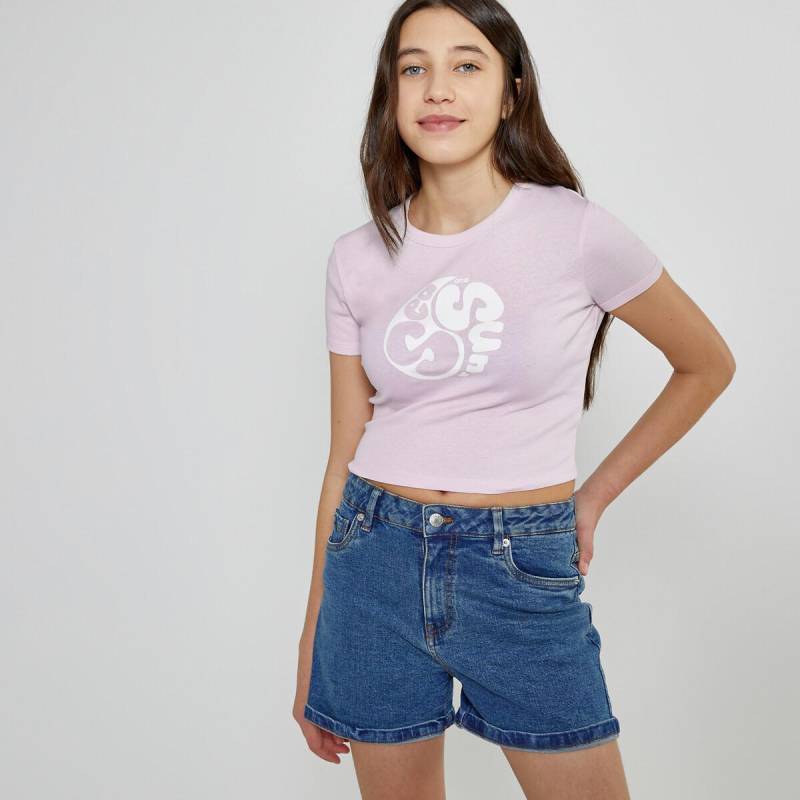 Cropped-shirt Mit Aufdruck Vorne Mädchen Rosa M von La Redoute Collections