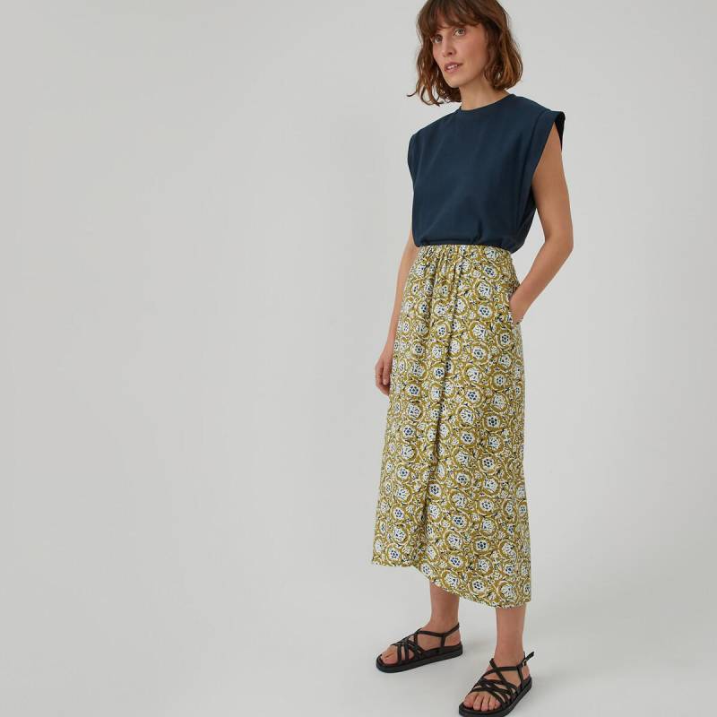 Drapierter Maxi-rock Mit Blumenprint Damen Grün 40 von La Redoute Collections