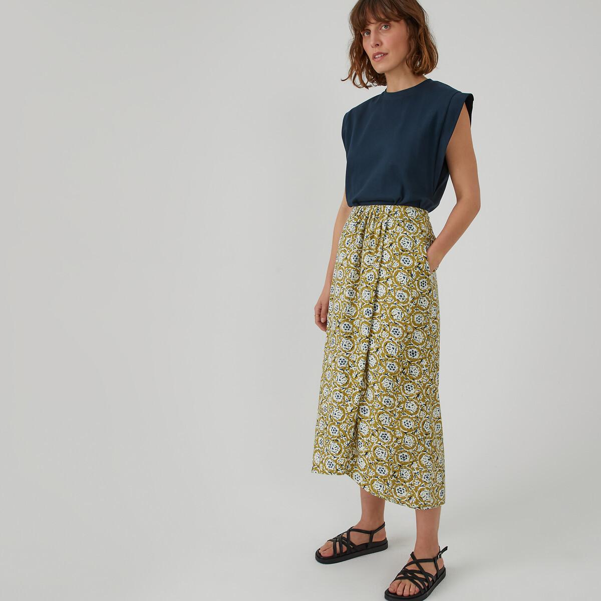 Drapierter Maxi-rock Mit Blumenprint Damen Grün 42 von La Redoute Collections