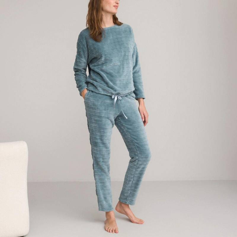 Fleece-pyjama Mit Langen Ärmeln Damen Blau 48/50 von La Redoute Collections