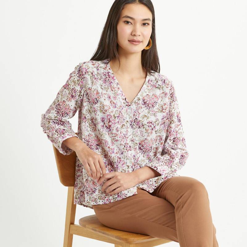 Geblümte Bluse Mit V-ausschnitt & 3/4-ärmeln Damen Braun 34 von La Redoute Collections