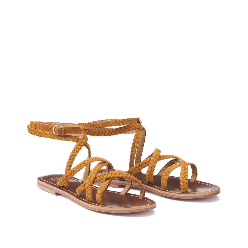 Geflochtene Signature Sandalen Aus Leder Damen Gelb 36 von La Redoute Collections