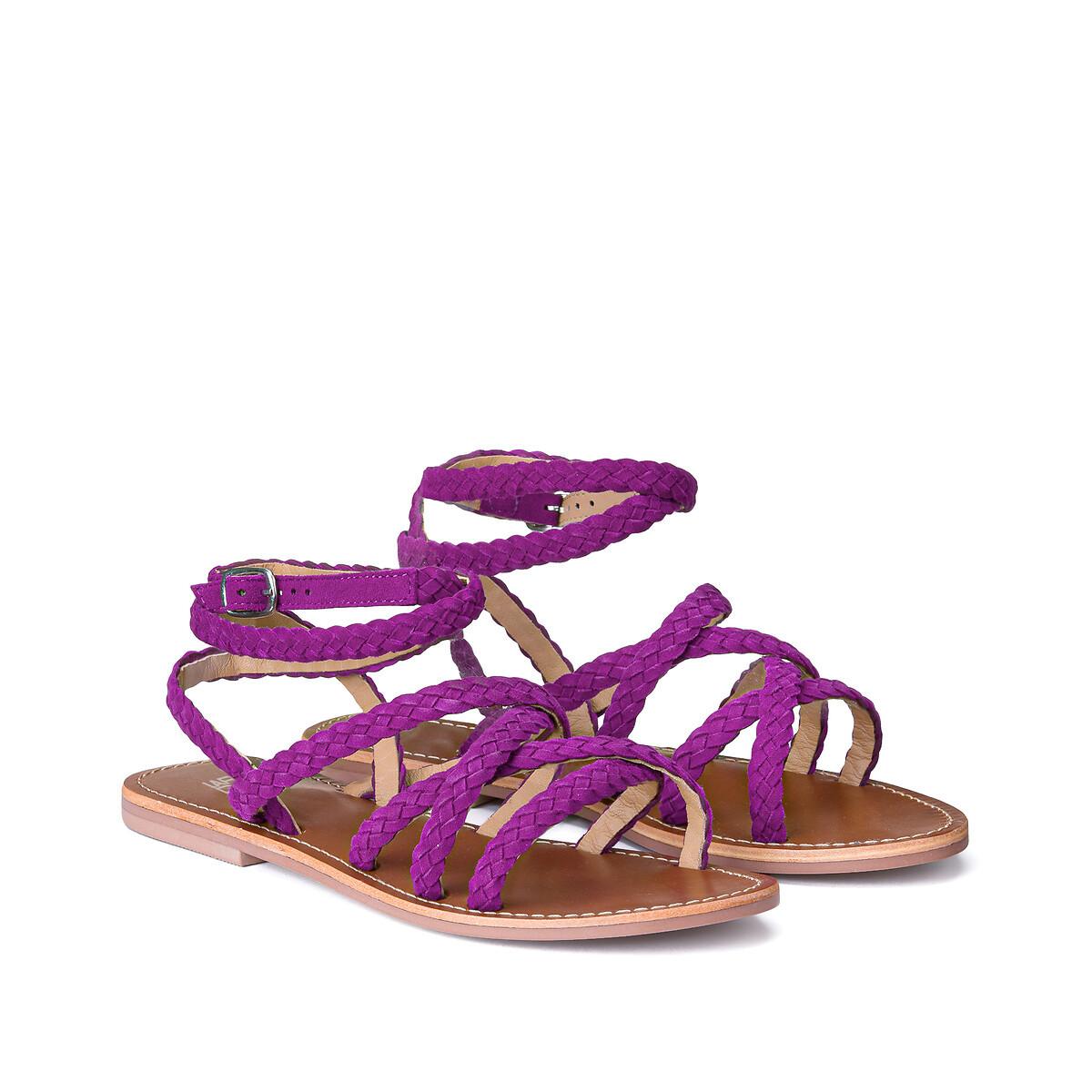 Geflochtene Signature Sandalen Aus Leder Damen Rosa 36 von La Redoute Collections