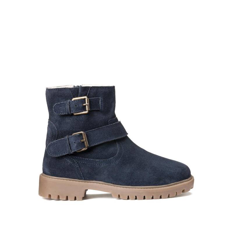 Gefütterte Lederboots Mit Schnallen Und Reissverschluss Damen Blau 28 von La Redoute Collections