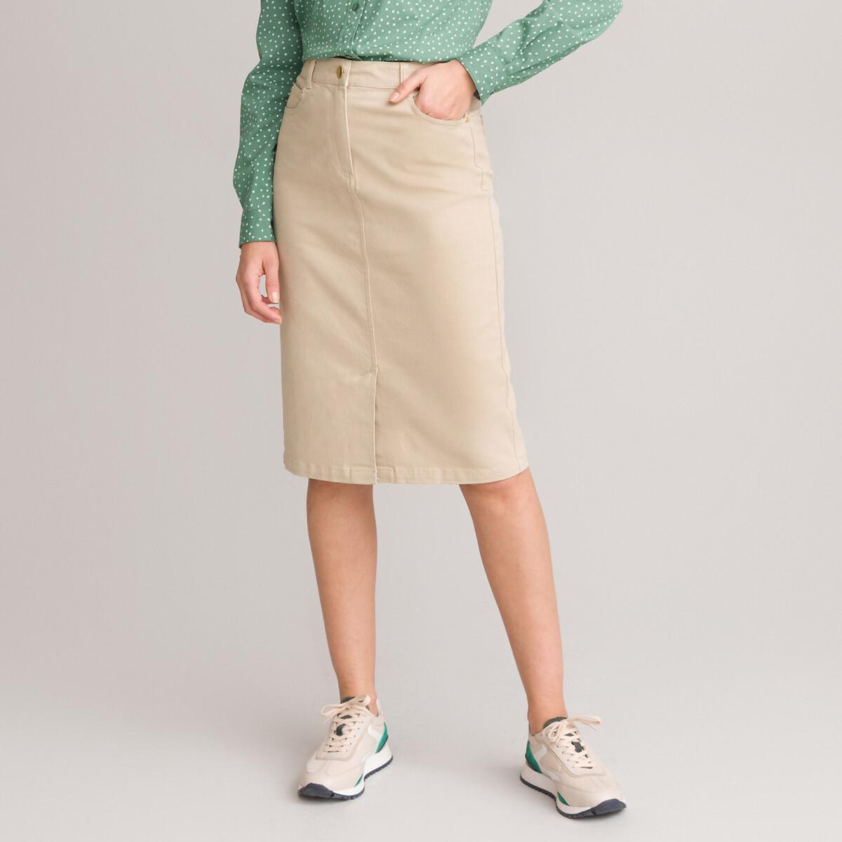 La Redoute Collections - Gerader Rock aus Baumwollstretch, für Damen, Beige, Größe 40 von La Redoute Collections