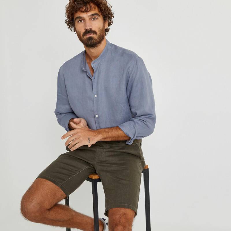 Gerades Leinenhemd Signature Mit Stehkragen Herren Blau XL von La Redoute Collections