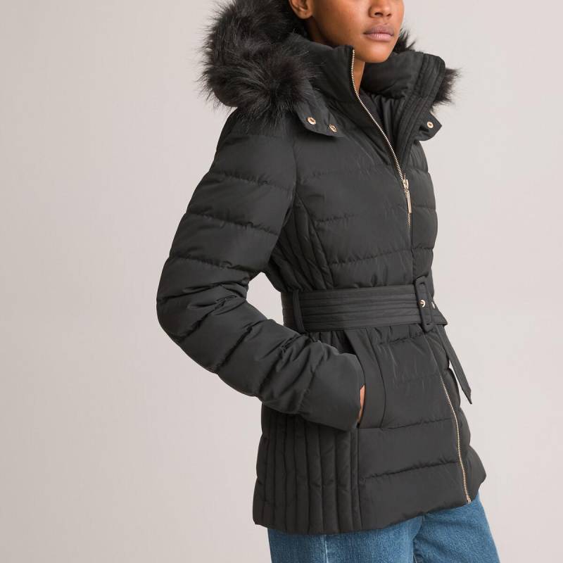 Gesteppte Daunenjacke Mit Kapuze Und Gürtel Damen Schwarz 32 von La Redoute Collections