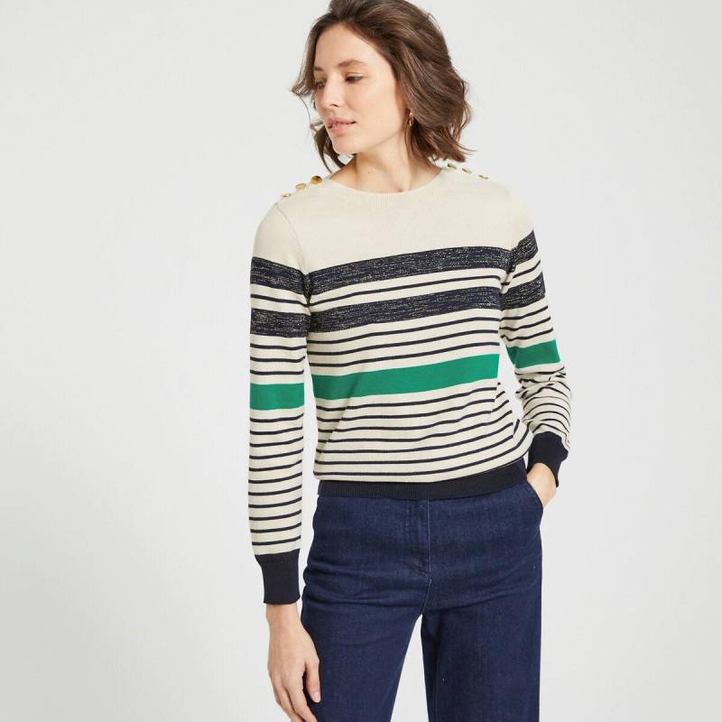 Gestreifter Feinstrickpullover Mit Rundem Ausschnitt Damen  46 von La Redoute Collections