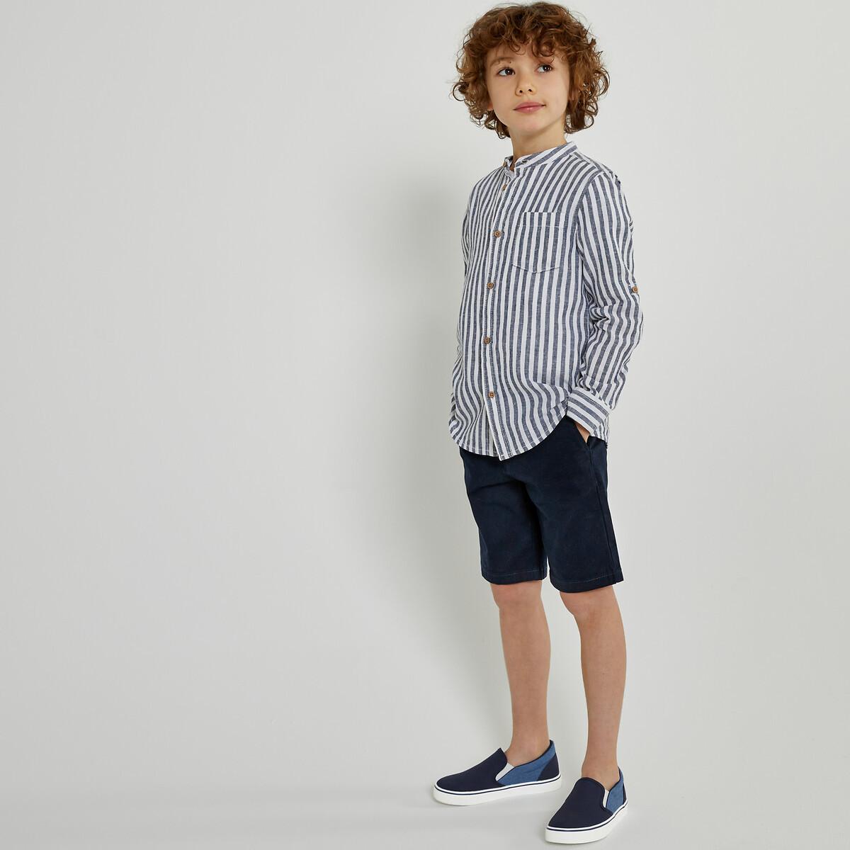 Gestreiftes Stehkragenhemd Aus Halbleinen Jungen Blau 102 von La Redoute Collections