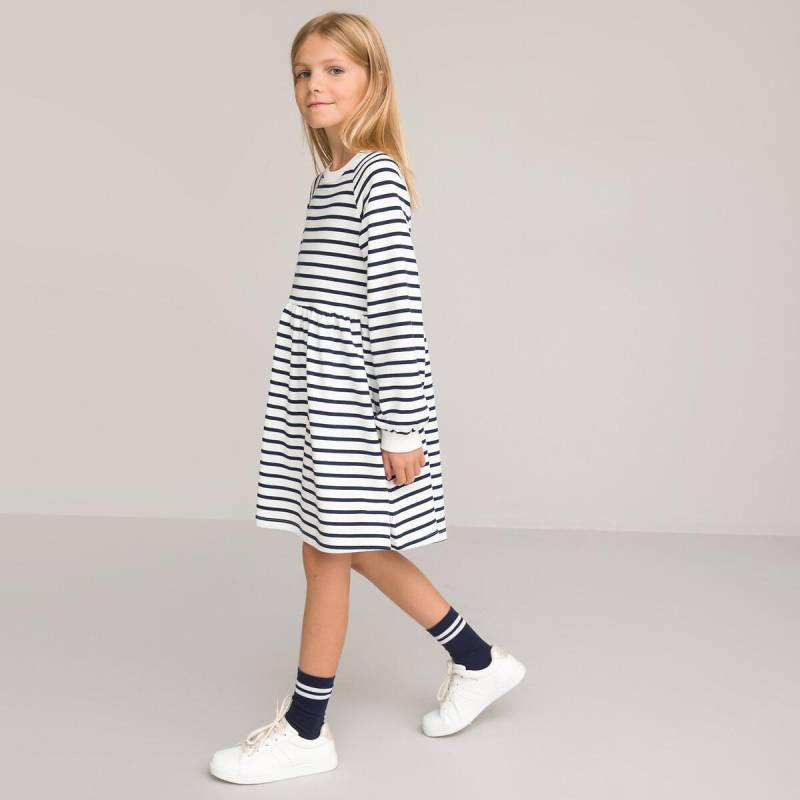 Gestreiftes Sweatkleid Mit Langen Ärmeln Mädchen Blau 102 von La Redoute Collections