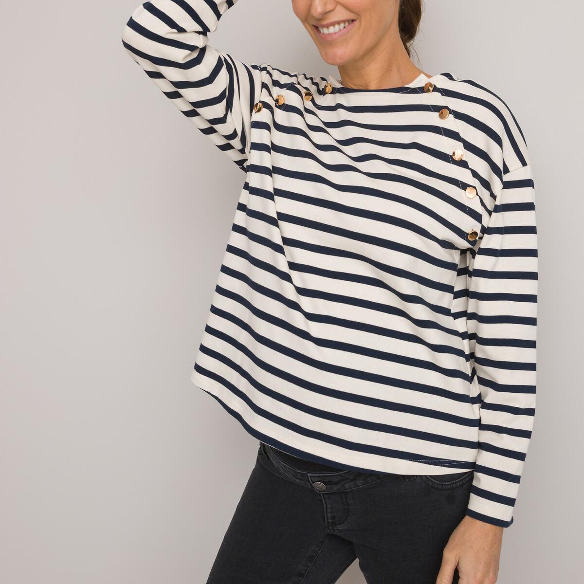 Gestreiftes Umstands-shirt Damen Blau L von La Redoute Collections