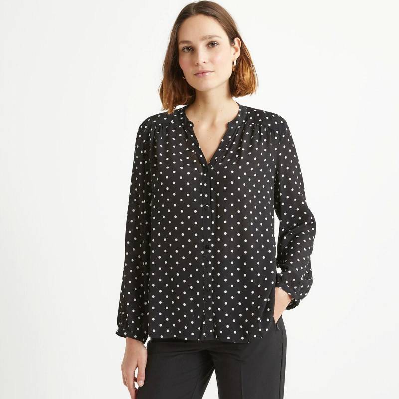 Getupfte Bluse Mit Rundem Ausschnitt & Langen Ärmeln Damen Schwarz 34 von La Redoute Collections