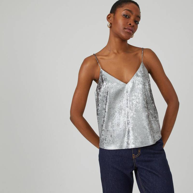 Glänzendes Top Mit Schmalen Trägern Damen Grau 34 von La Redoute Collections