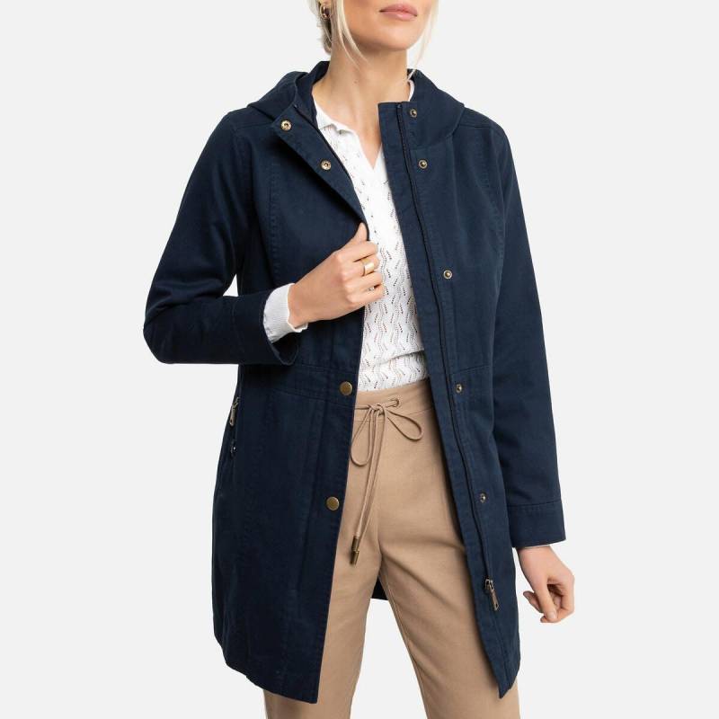 Halblanger Kapuzenparka Für Die Übergangszeit Damen Blau 36 von La Redoute Collections