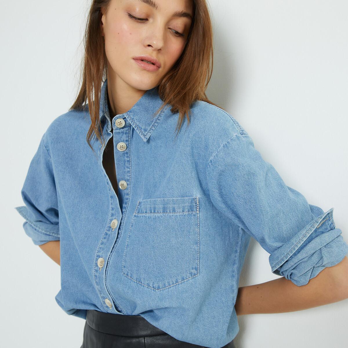 Jeanshemd Mit Langen Ärmeln Damen Blau 34 von La Redoute Collections