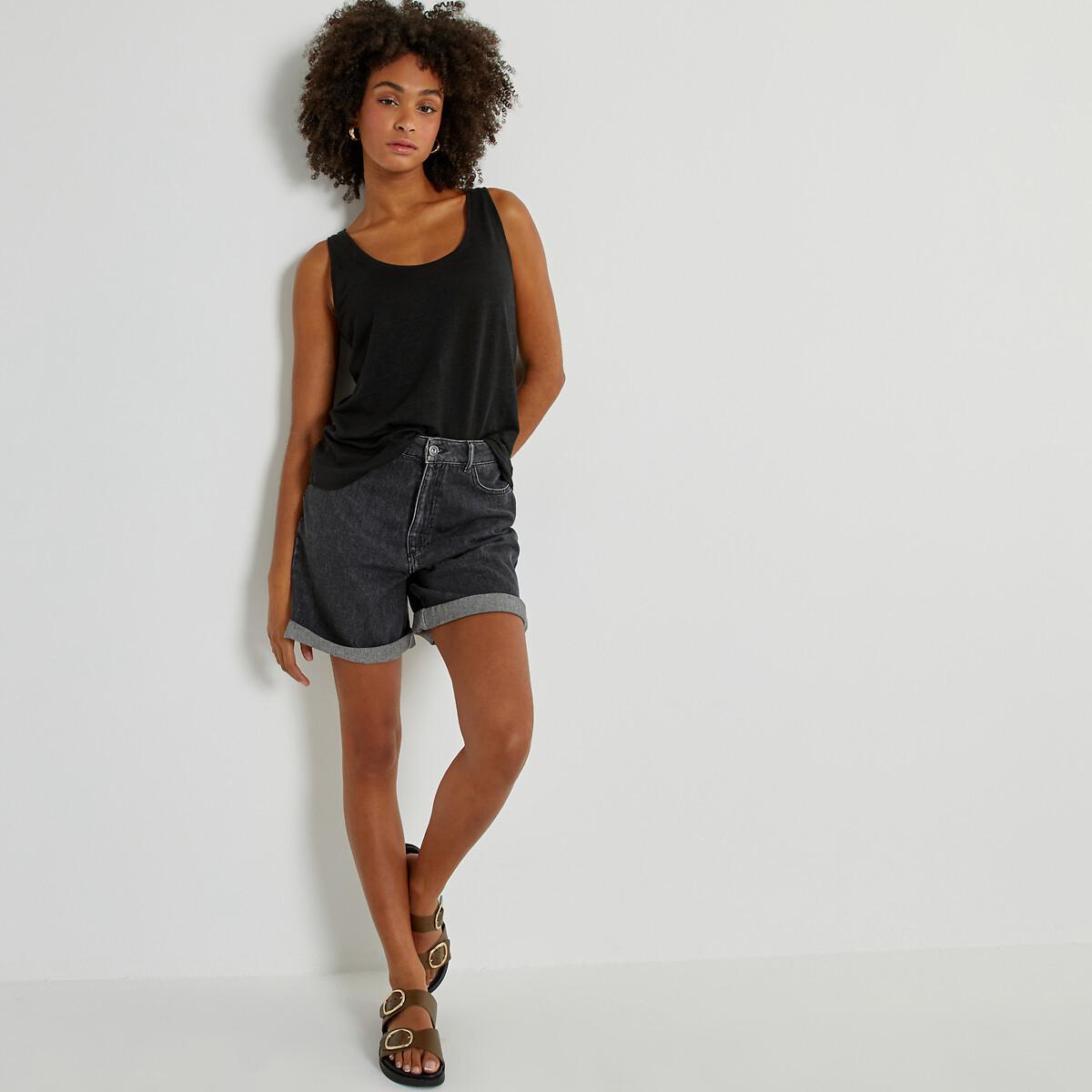 Jeansshorts Damen Schwarz 38 von La Redoute Collections