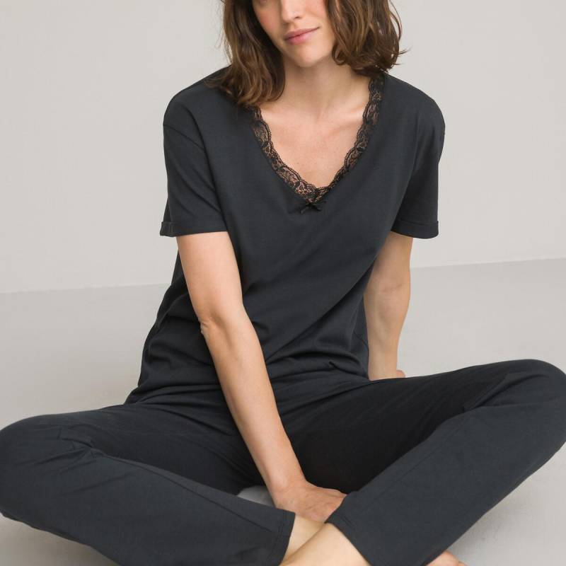 Jersey-pyjama Mit Kurzen Ärmeln Damen Schwarz 33/34 von La Redoute Collections