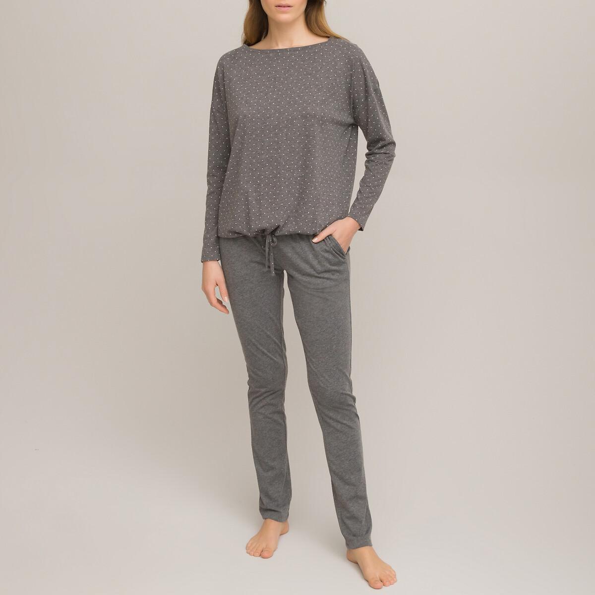 Jersey-pyjama Mit Langen Ärmeln Damen Weiss Bedruckt 33/34 von SO'HOME