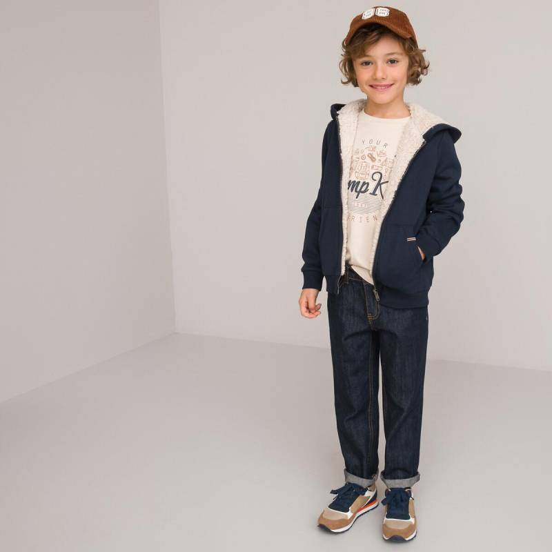 Sweatjacke Mit Reissverschluss Und Kunstfellfutter Jungen Blau 114 von La Redoute Collections