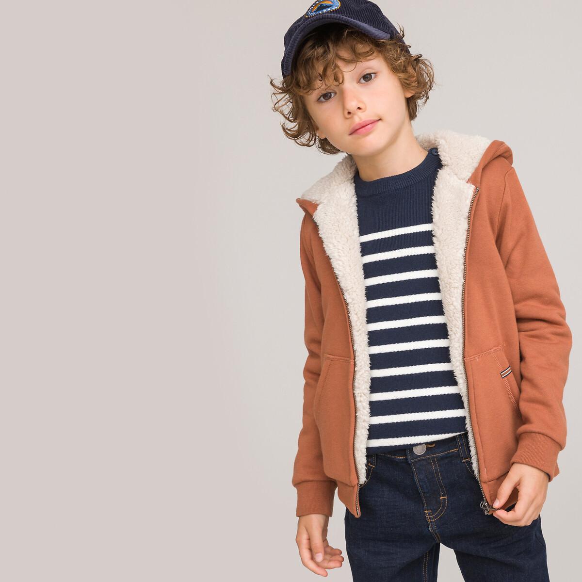 Sweatjacke Mit Reissverschluss Und Kunstfellfutter Jungen Braun 102 von La Redoute Collections