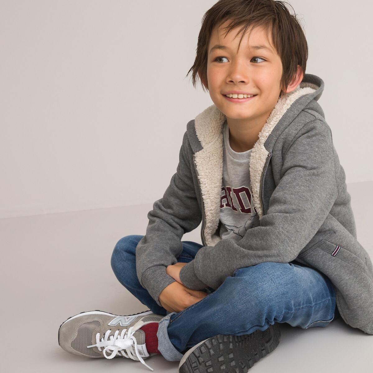 Sweatjacke Mit Reissverschluss Und Kunstfellfutter Jungen Grau 102 von La Redoute Collections