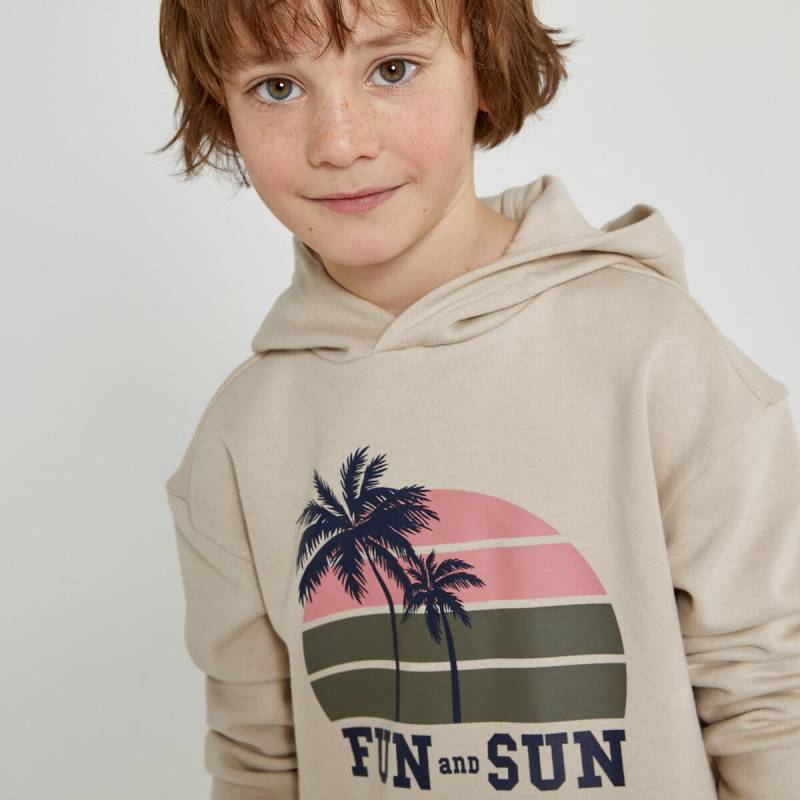 Kapuzensweatshirt Mit Palmenprint Jungen Beige 102 von La Redoute Collections