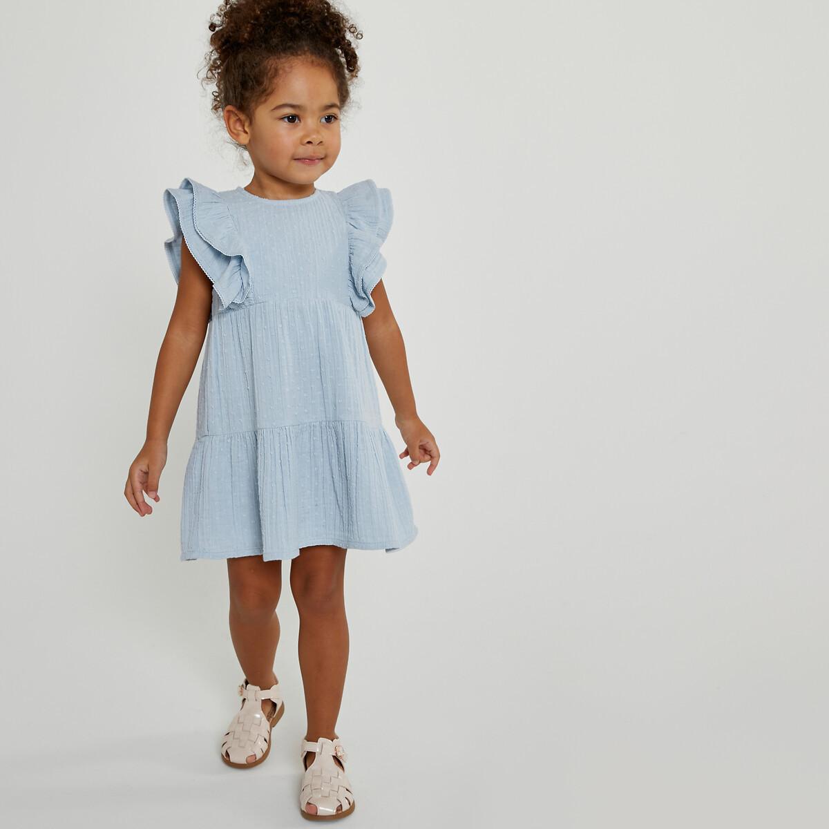 Kleid Aus Baumwoll-musselin Mit Zartem Muster Unisex Blau 12 mese von La Redoute Collections