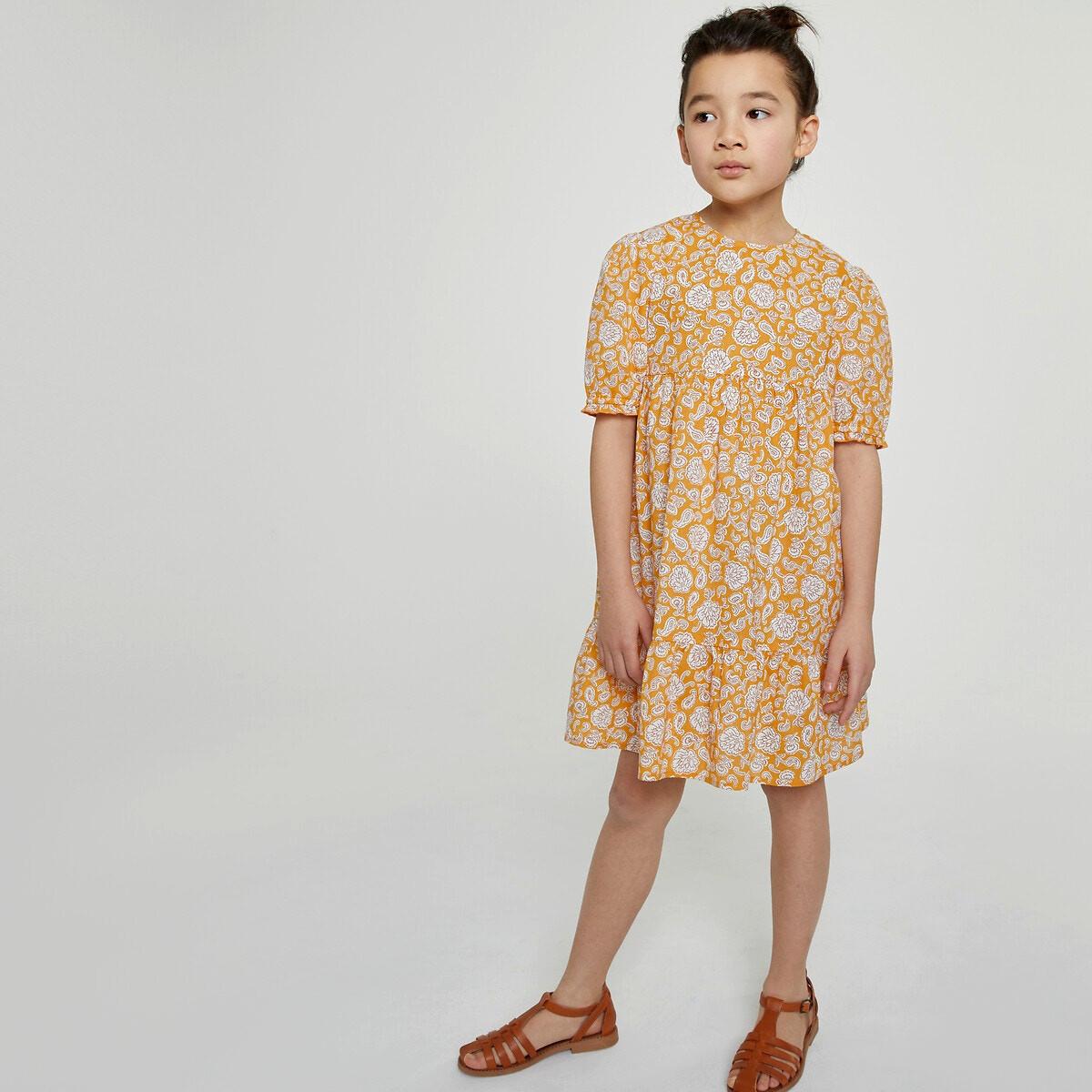 Kleid Mit Kurzen Ärmeln Mädchen Gelb 126 von La Redoute Collections