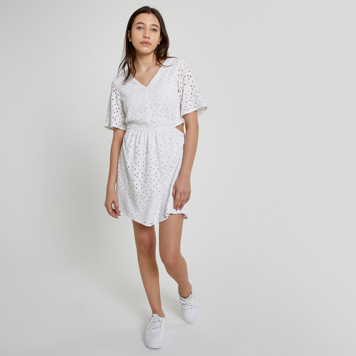 Kleid Mit Lochstickerei Mädchen Weiss XS von La Redoute Collections