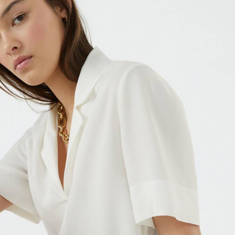 Kurzärmelige Bluse Mit Reverskragen Damen Weiss 32 von La Redoute Collections