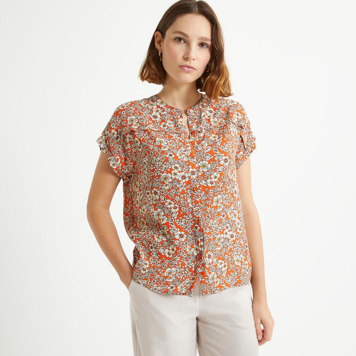 Kurzärmelige Bluse Mit Rundem Ausschnitt & Blumenmuster Damen Orange Bedruckt 42 von La Redoute Collections