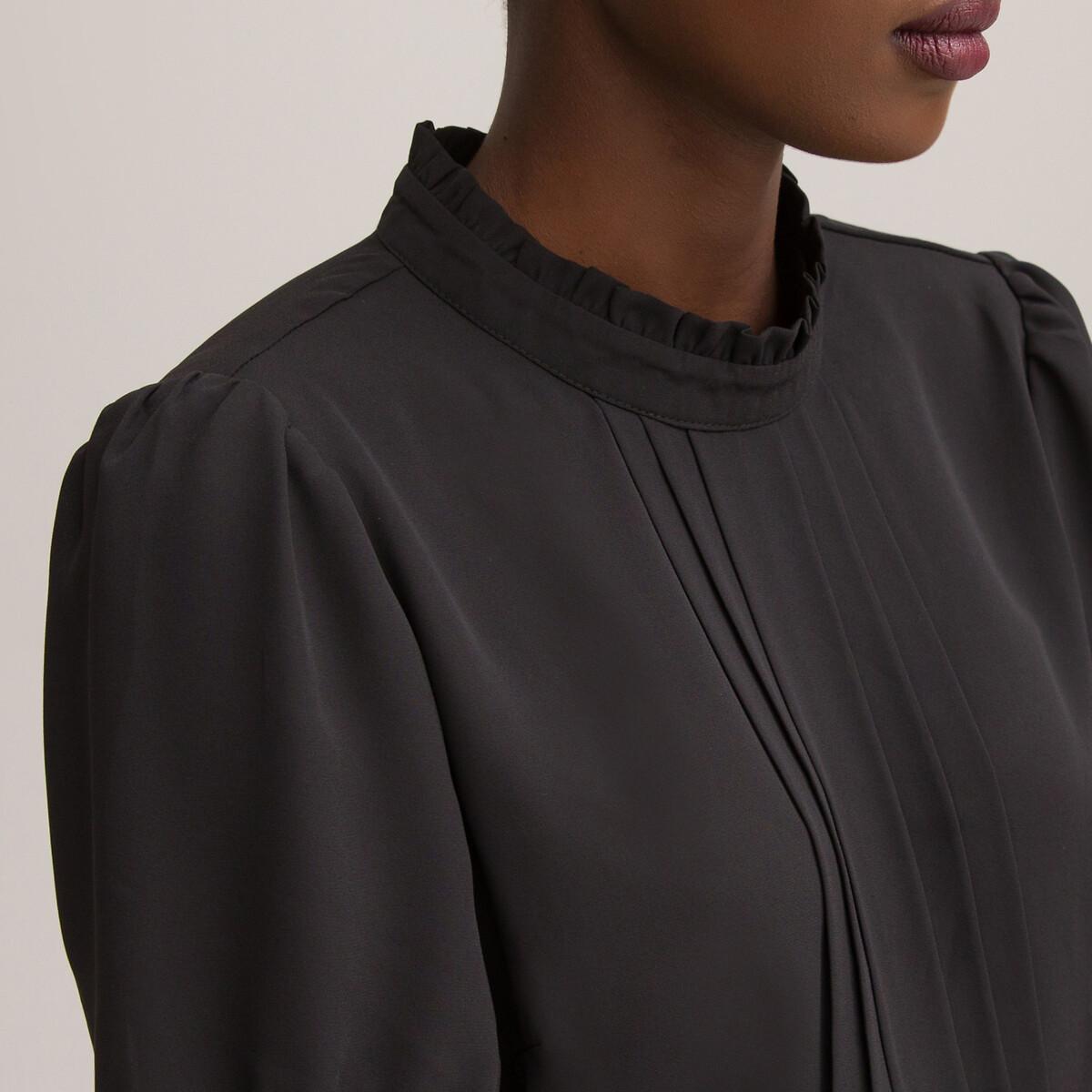 Kurzärmelige Bluse Mit Volantkragen Damen Schwarz 38 von La Redoute Collections