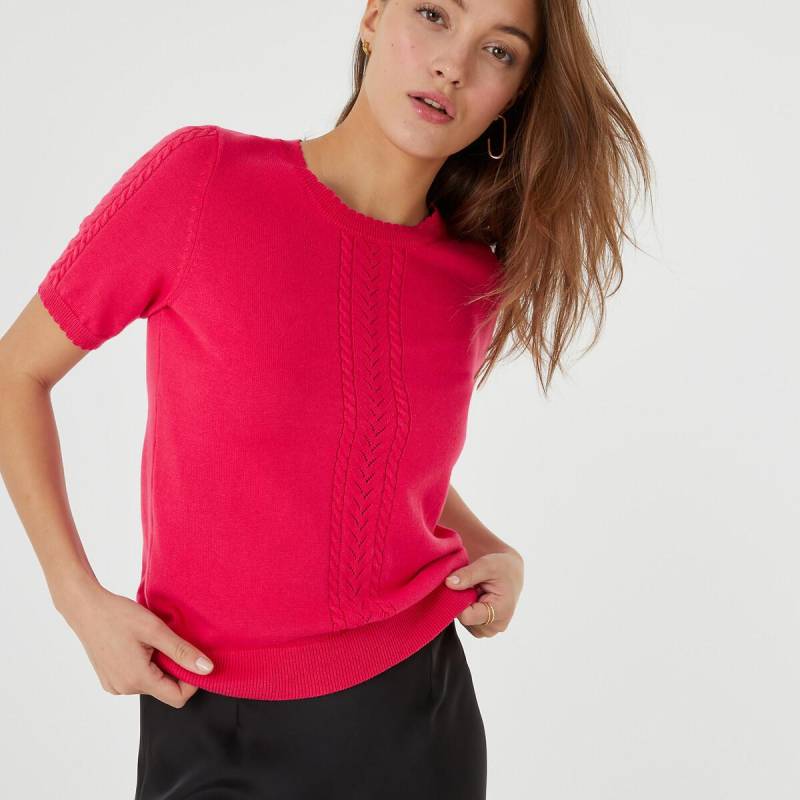 Kurzärmeliger Pullover Mit Rundem Ausschnitt Damen Rosa M von La Redoute Collections