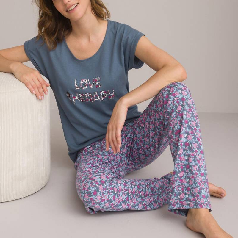 Kurzärmeliger Pyjama Damen Weiss Bedruckt 33/34 von La Redoute Collections